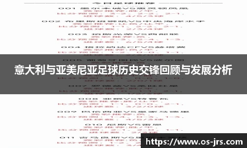 意大利与亚美尼亚足球历史交锋回顾与发展分析